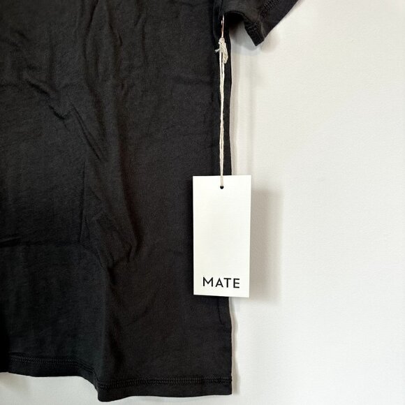 NWT MATE the Label Charcoal Organic Cotton Raw Neck Boxy Tee - Size XS - Picture 5 of 11
